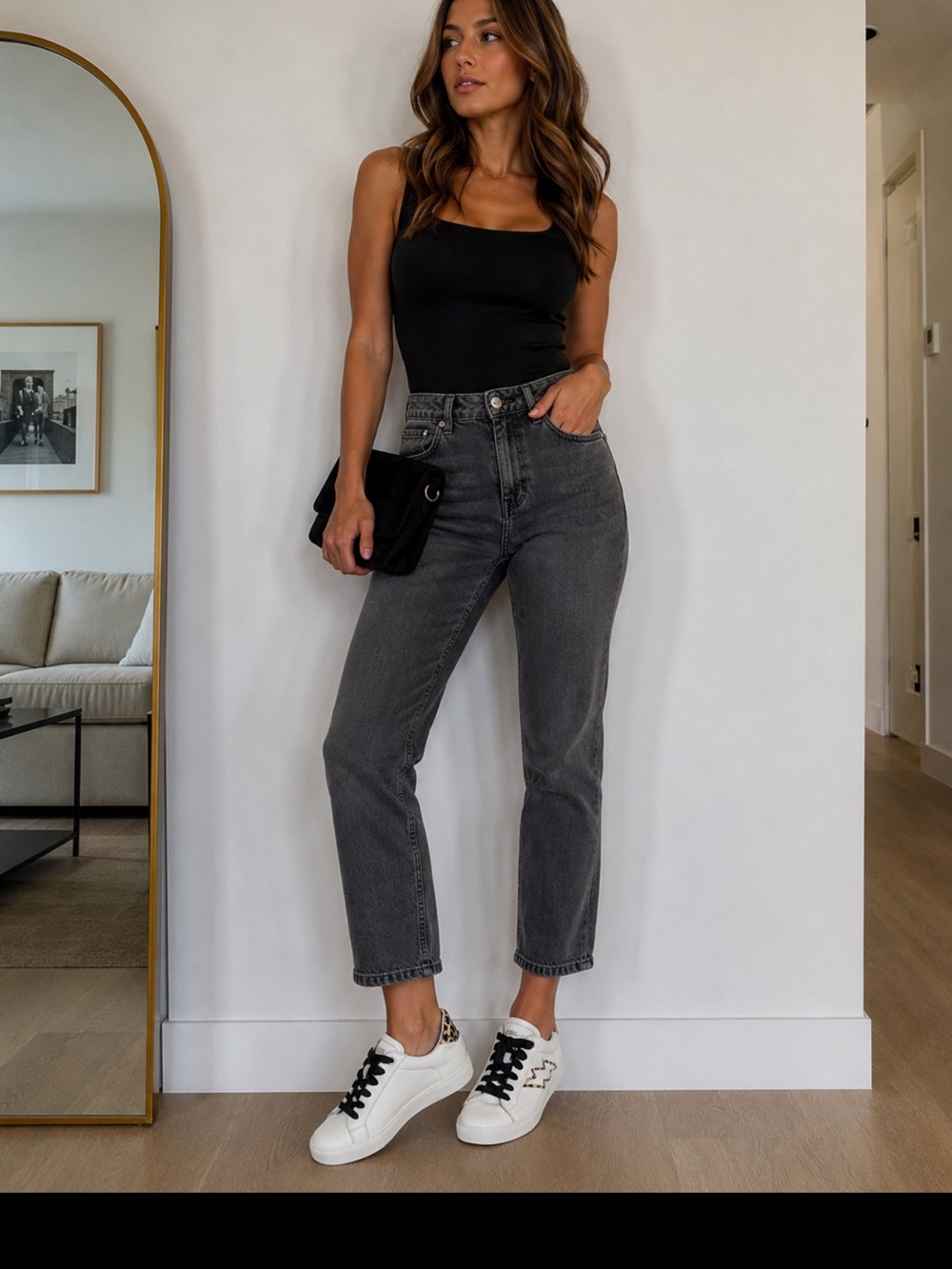 Zadig & Voltaire White Leather Sneakers with Black Laces and Leopard Accents